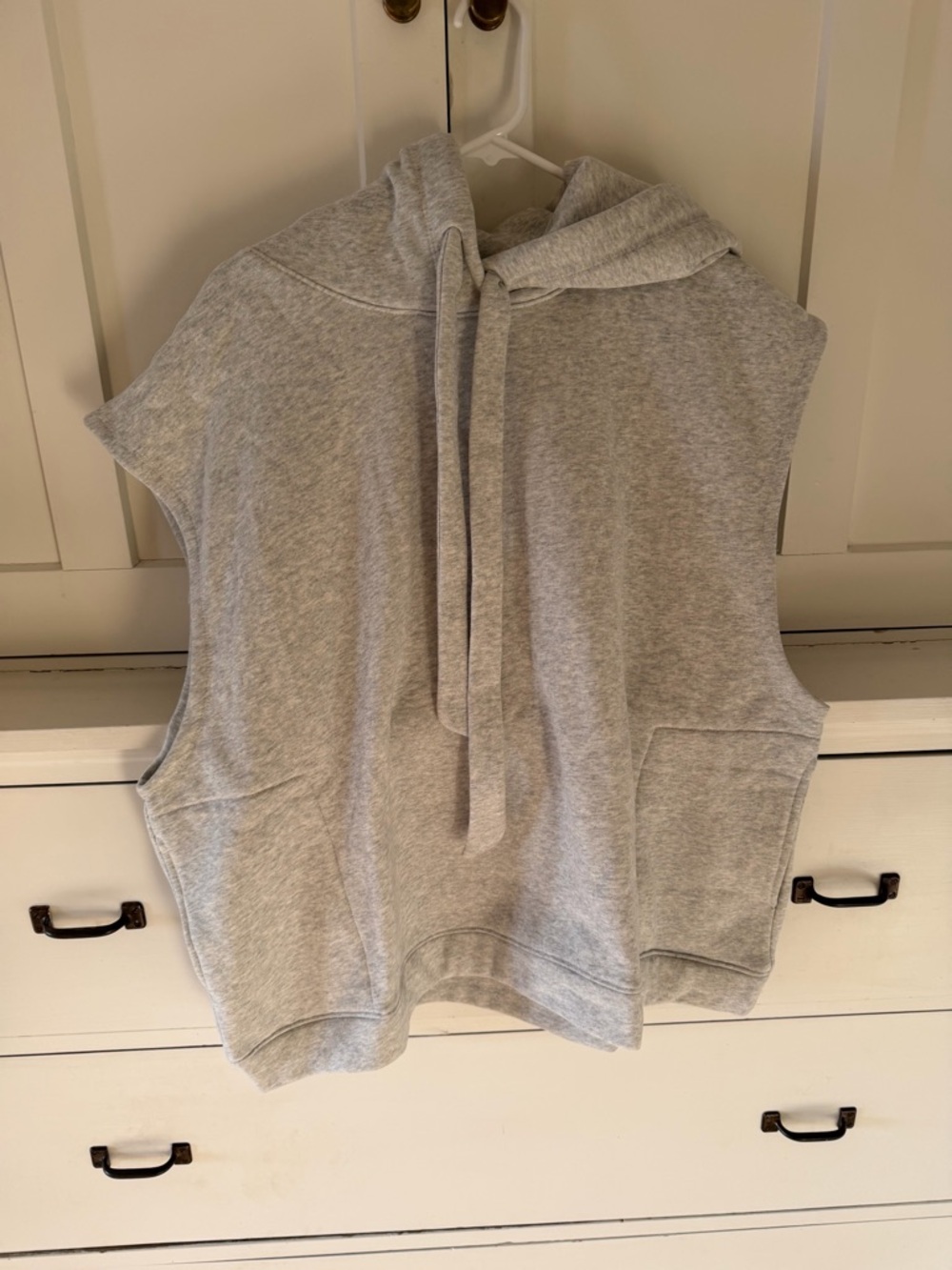 Sleeveless Gray Hoodie Vest Top